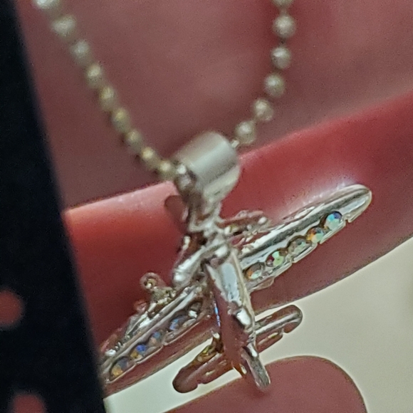 Airplane earrings Austrian crystal Swarovski silver NEW Pilot gift aviator - Picture 8 of 9